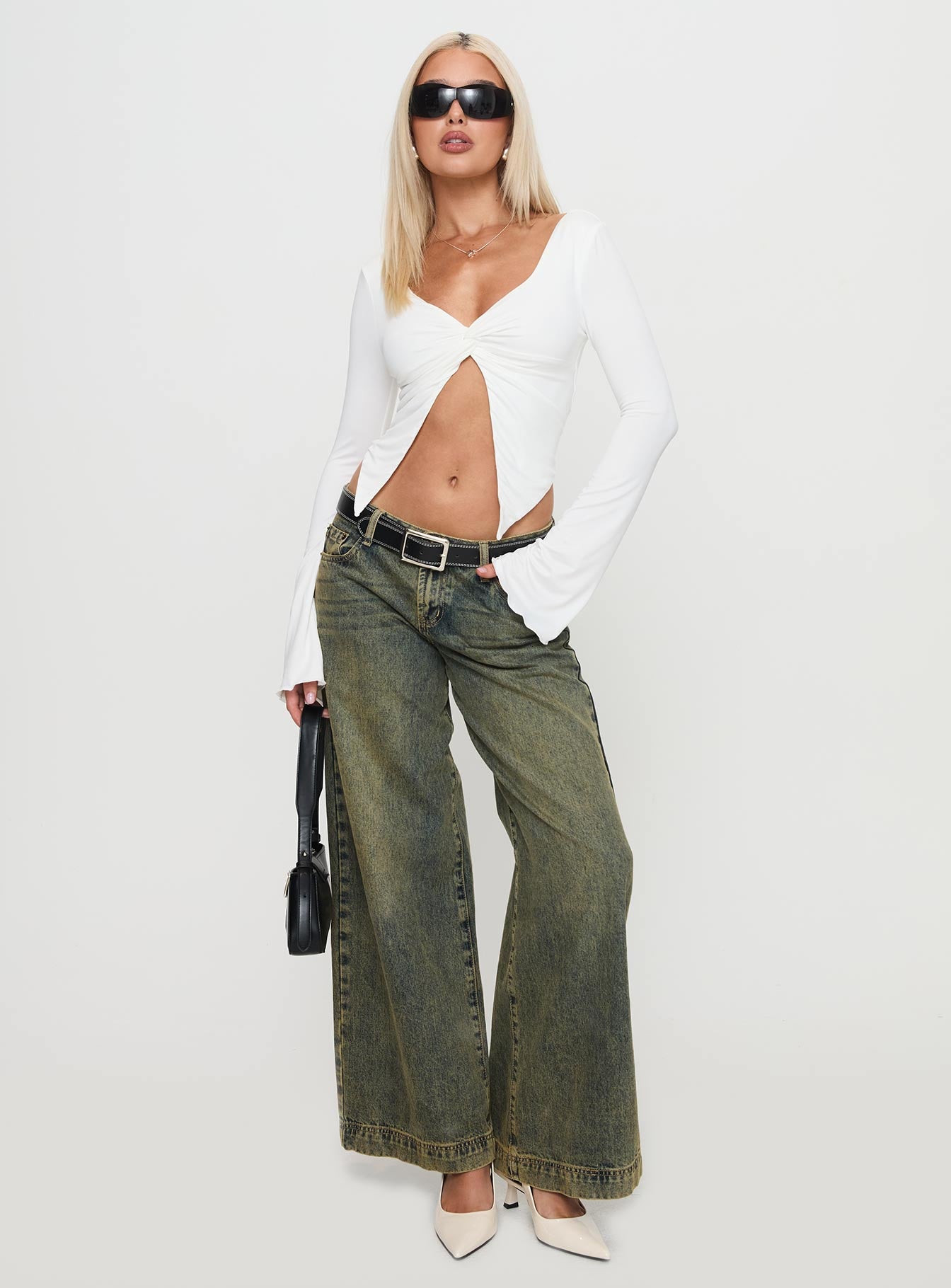 Holli Long Sleeve Twist Top White、mySite、solidvoid