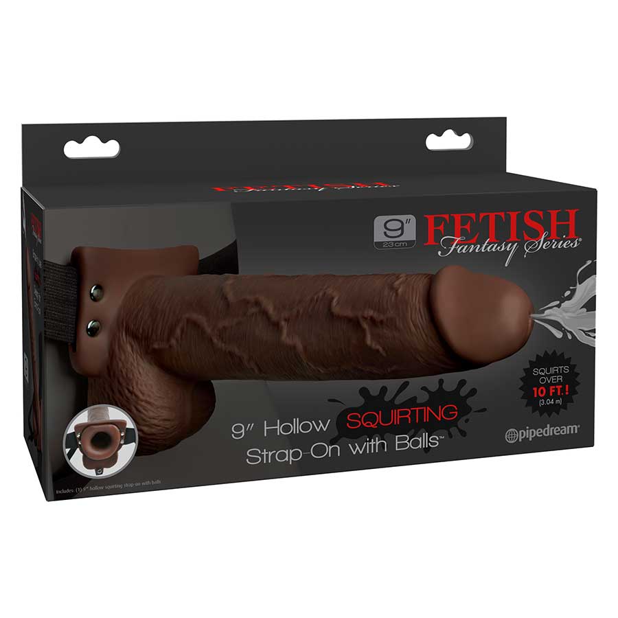 9 Inch Brown Squirting Hollow Realistic Strap-On with Balls by Fetish Fantasy、mySite、bottomscart