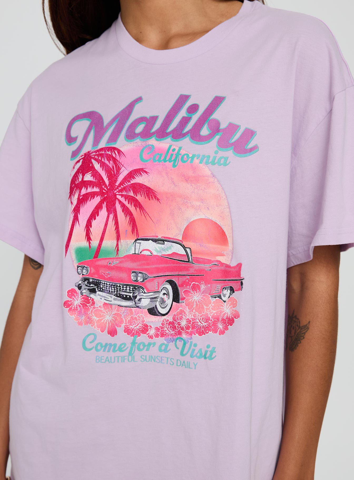 Malibu Sunset Oversized Graphic Tee Purple、mySite、solidvoid