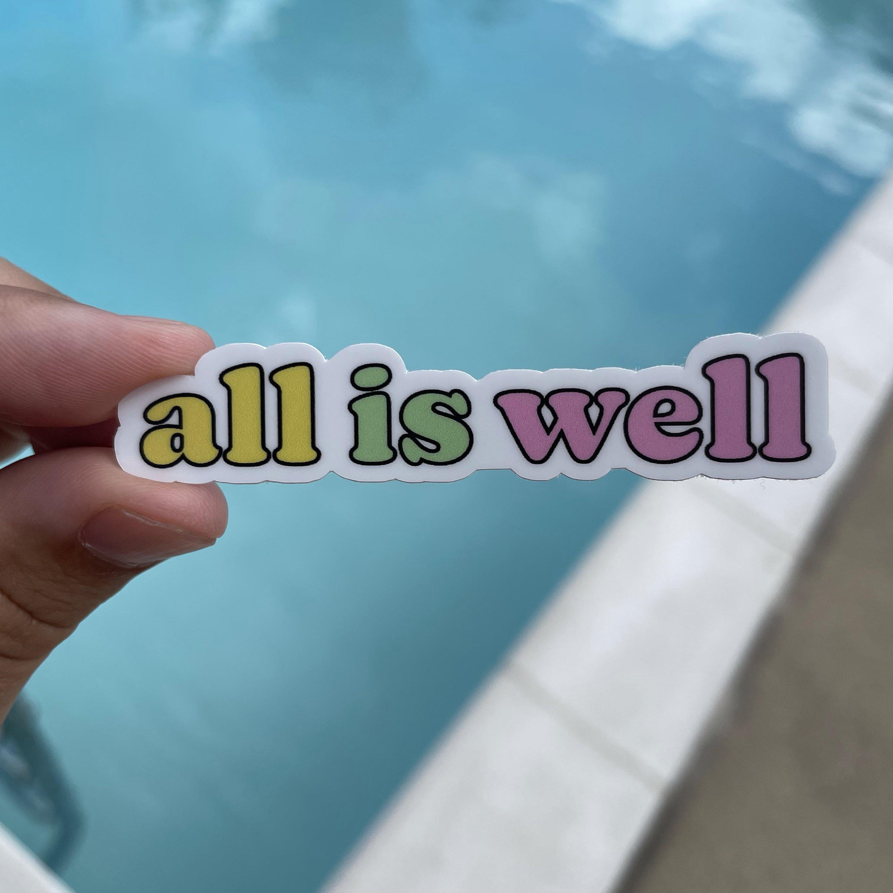  All is Well Multicolor Lettering Aesthetic Sticker、mySite、elrpsem3k