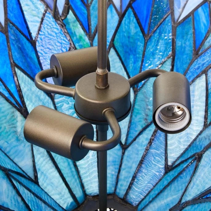 Azura Brilliant Blue Tiffany Style Shade Pendant 3 Bulb Light-Stunning!、mySite、g9winljtr