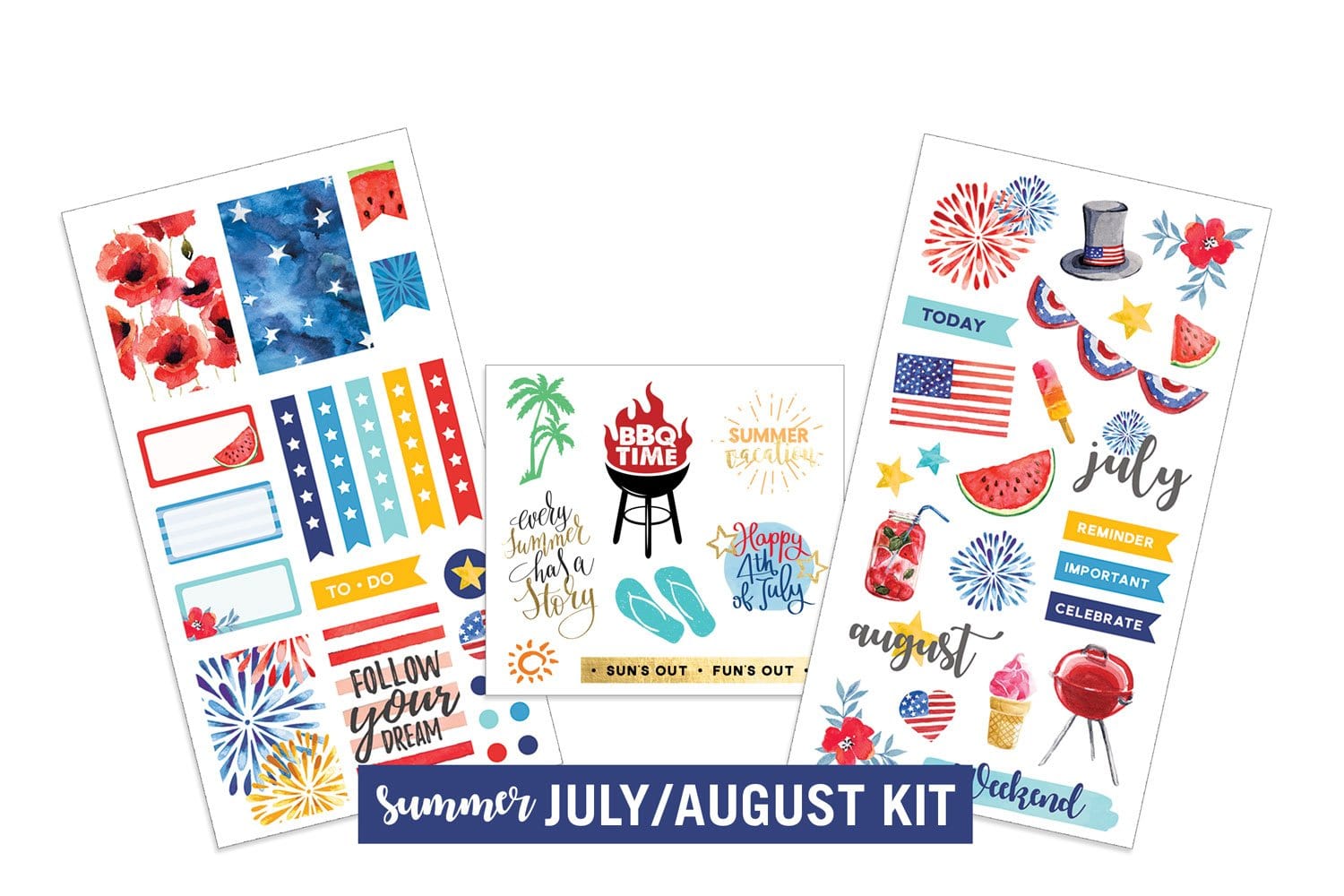  Planner Stickers - July/August Summer、mySite、ghnorth