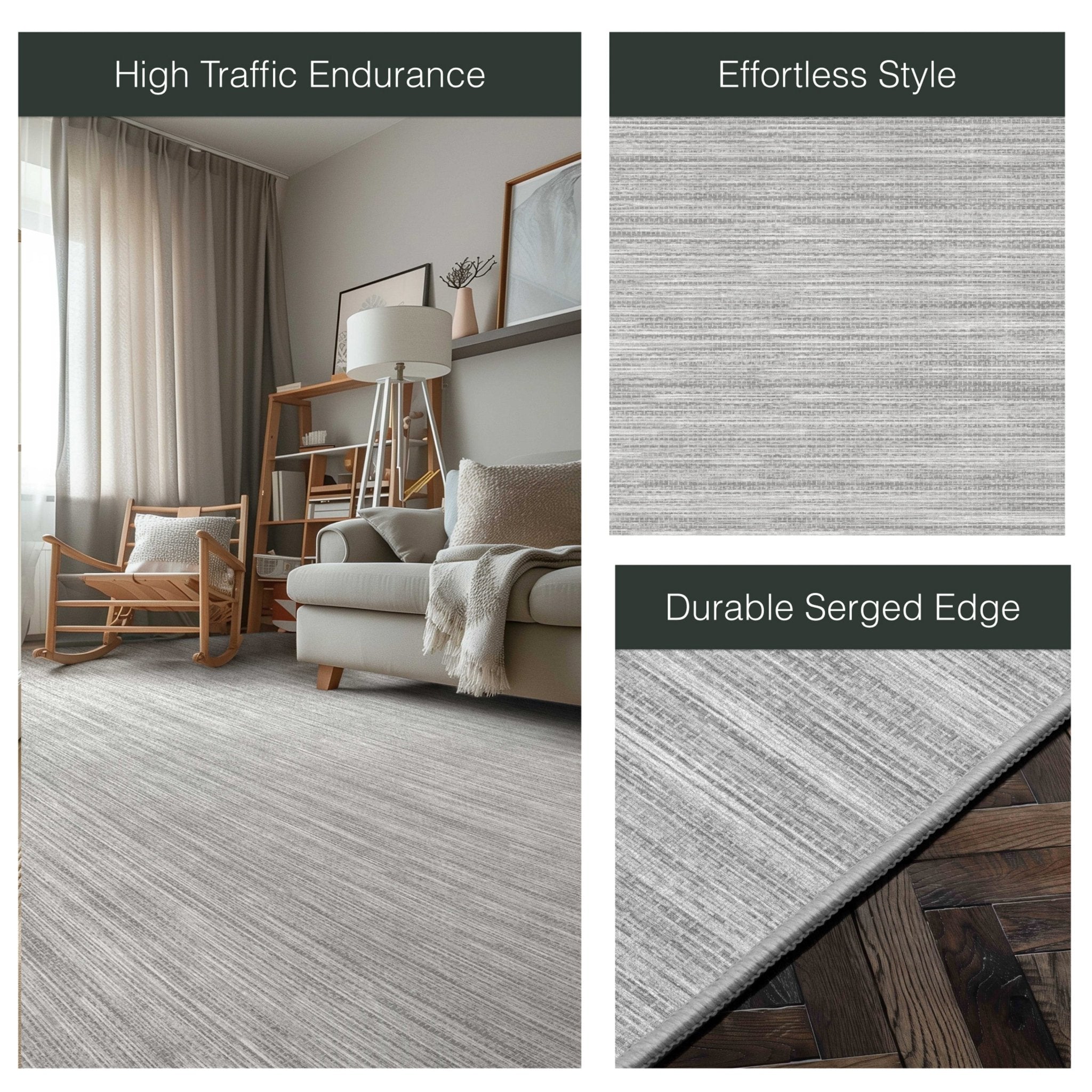 Edwin Custom Rug - Monochrome Striation , Flat Pile, Easy Clean, Customizable for Your Space、mySite、gigharbornorthrealestate