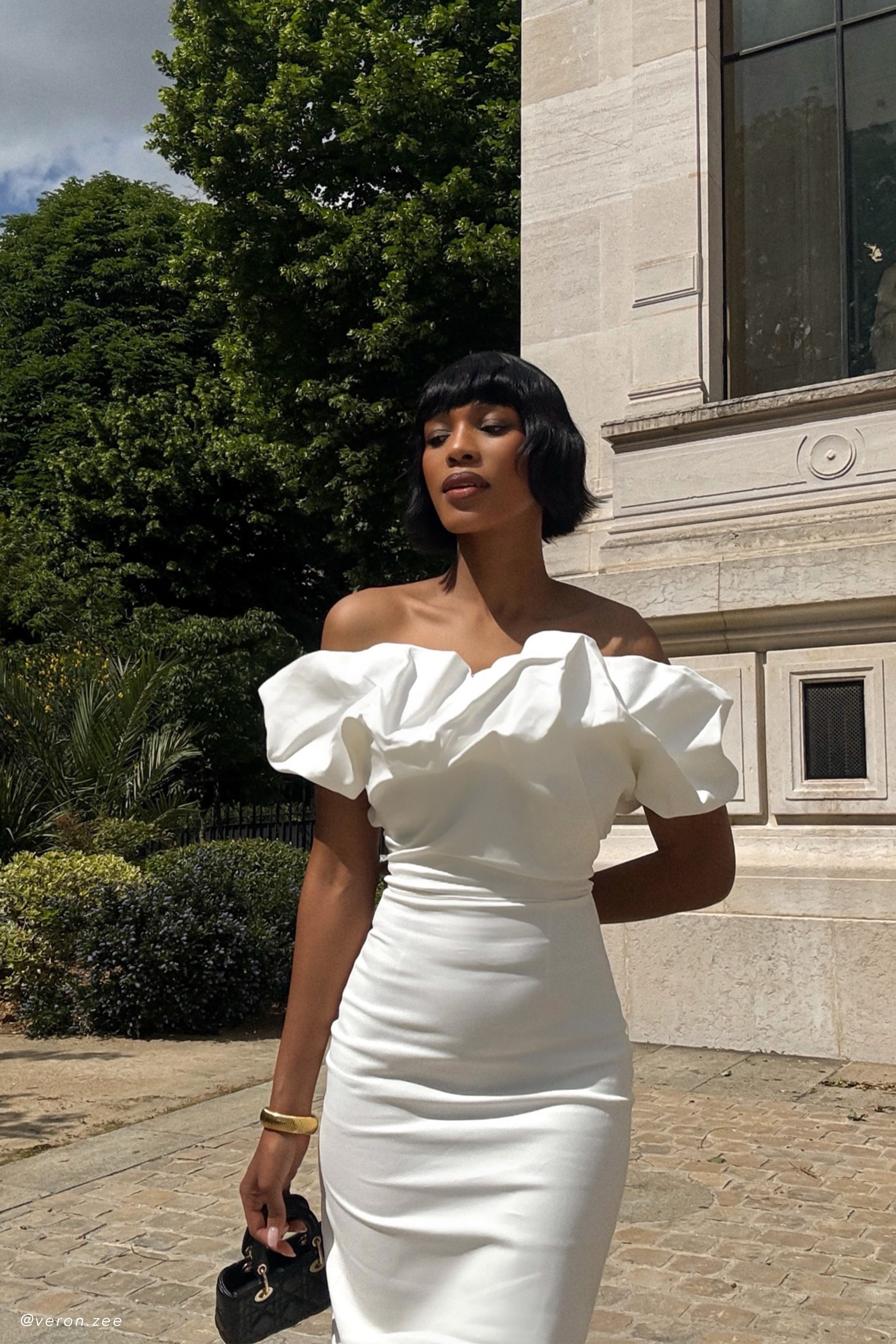 Sariya Sculptural Maxi Dress - White、mySite、solidvoid