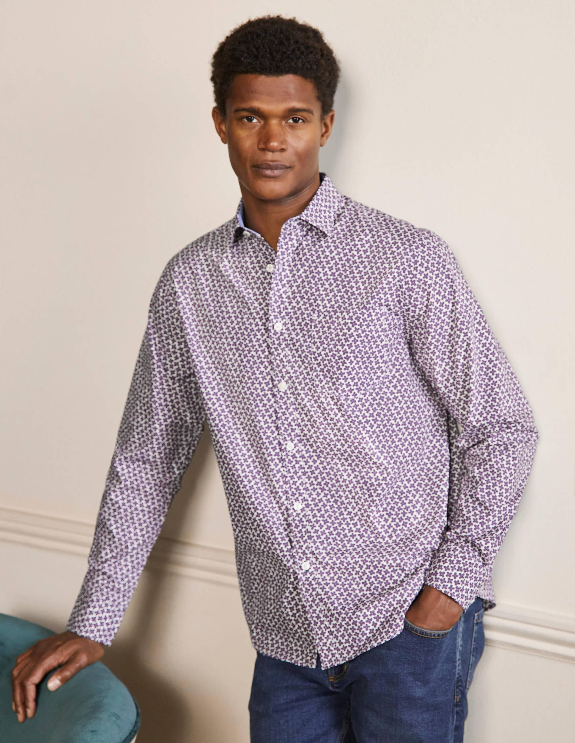  Cutaway Collar Poplin Shirt-Snowdrop/Grape Jam Ditsy Daisy、mySite、ashleygrahame