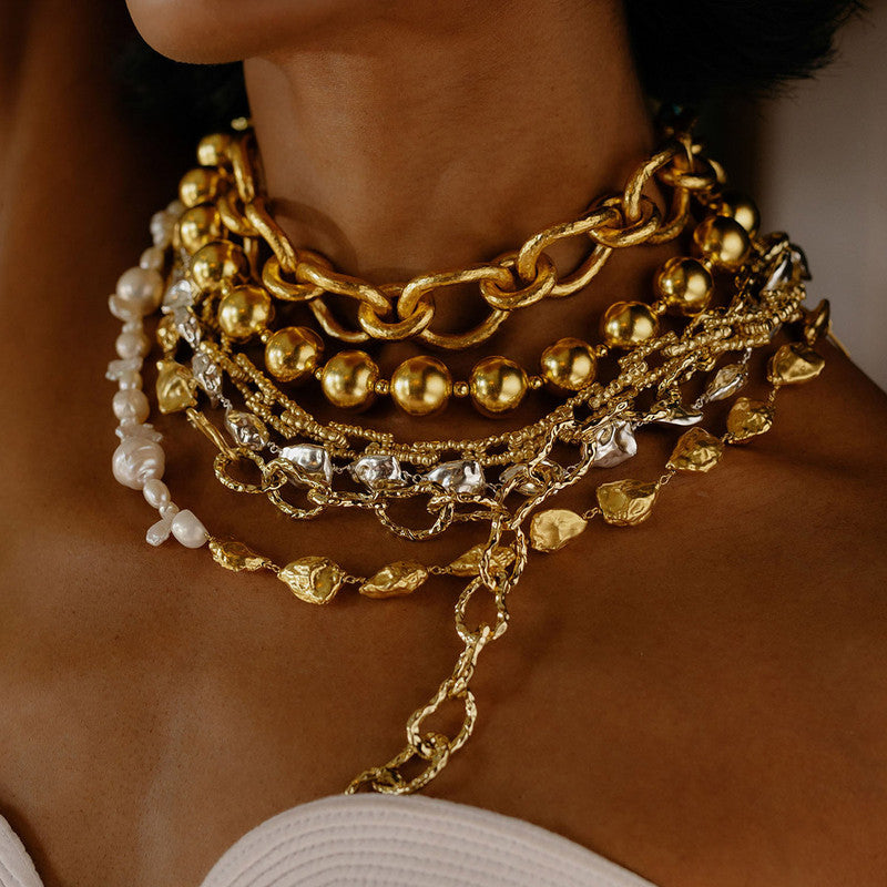 Chain Necklace | Y-Shaped | 14K Gold Plated、mySite、camillekostekn