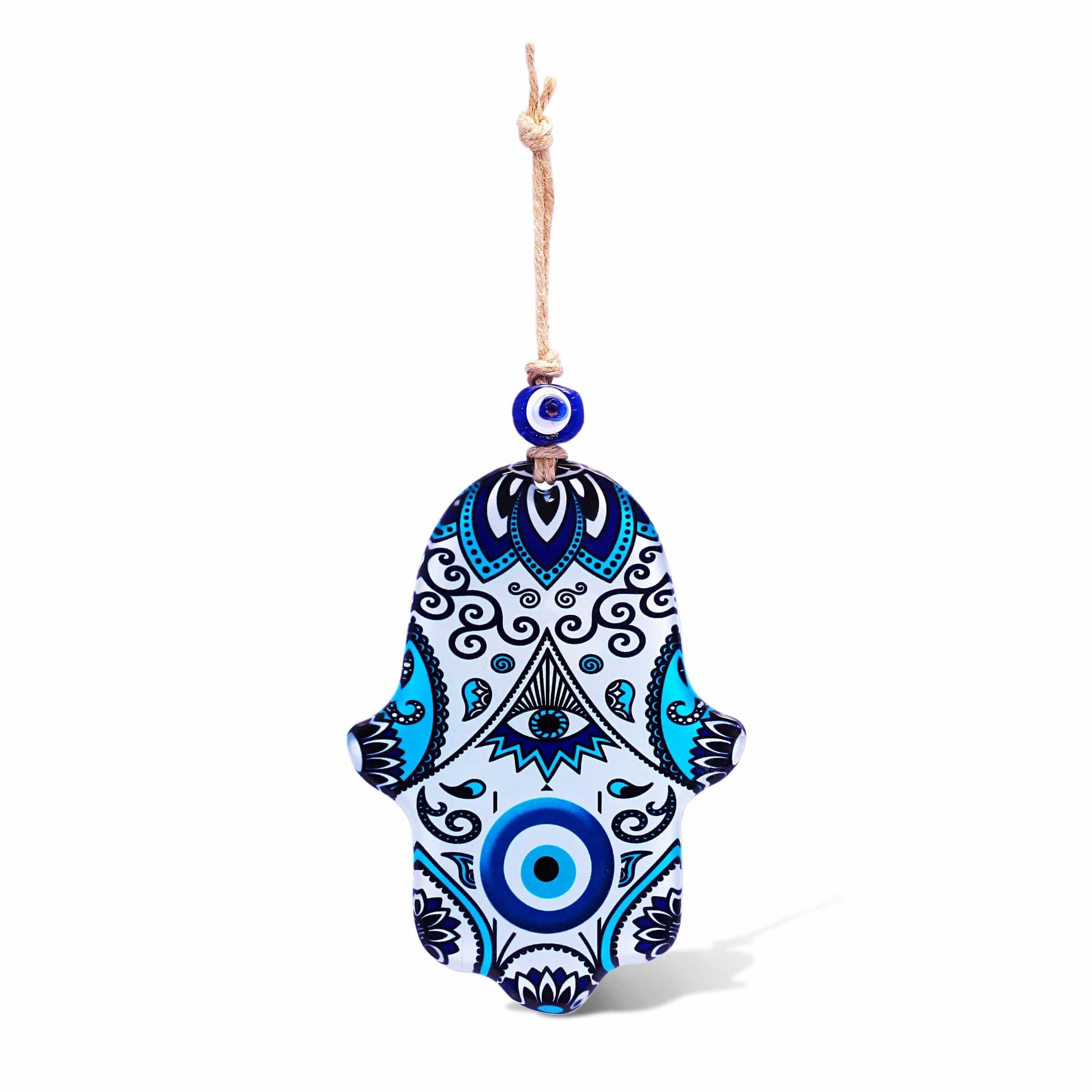 Watchful Evil Eye and Hamsa Glass Wall Hanging、mySite、topwebapps