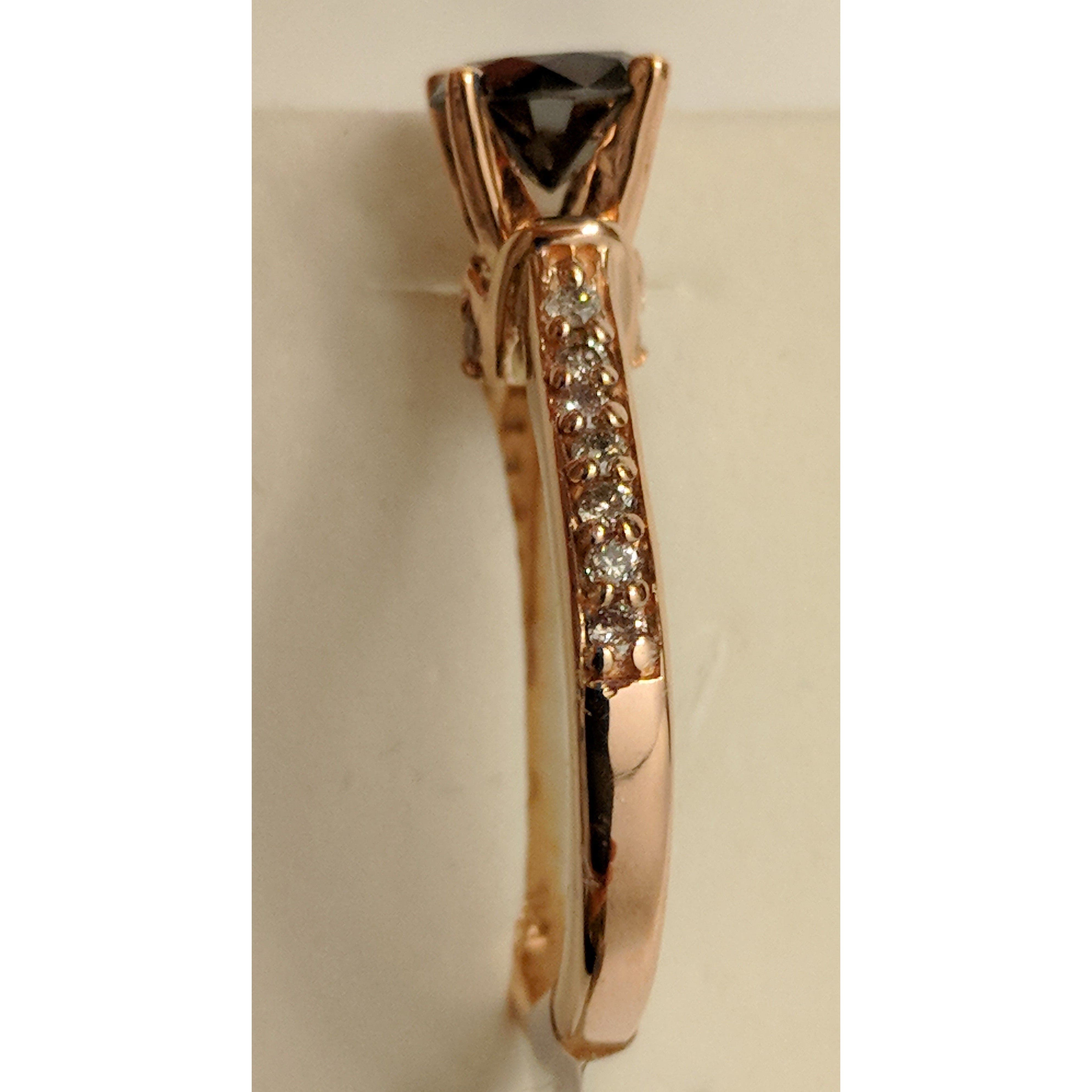 Black Diamond Solitaire Engagement Ring with Diamond Shanks, 1.5ctw in 10K Rose Gold-Gorgeous!、mySite、g9winljtr