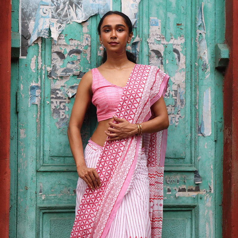 Cotton Saree | Hand Block Print | Multicolour、mySite、camillekostekn
