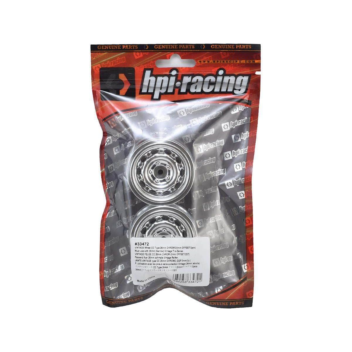  HPI33472, HPI 12mm Hex 26mm Vintage CC Wheel (2) (0mm Offset) (Chrome)、mySite、merchandisen