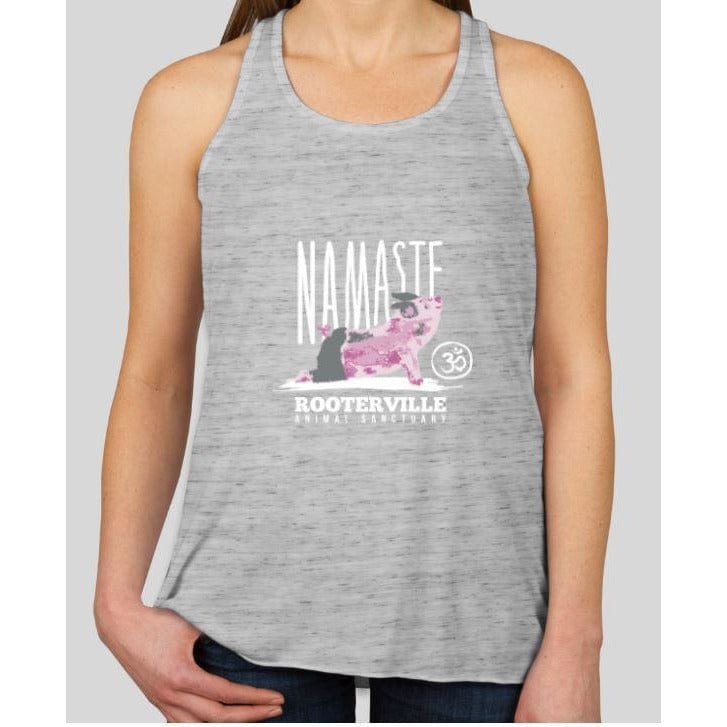 Namaste Rooterville Piggy Yoga Ladies Tank with Pig in Pose*、mySite、g9winljtr