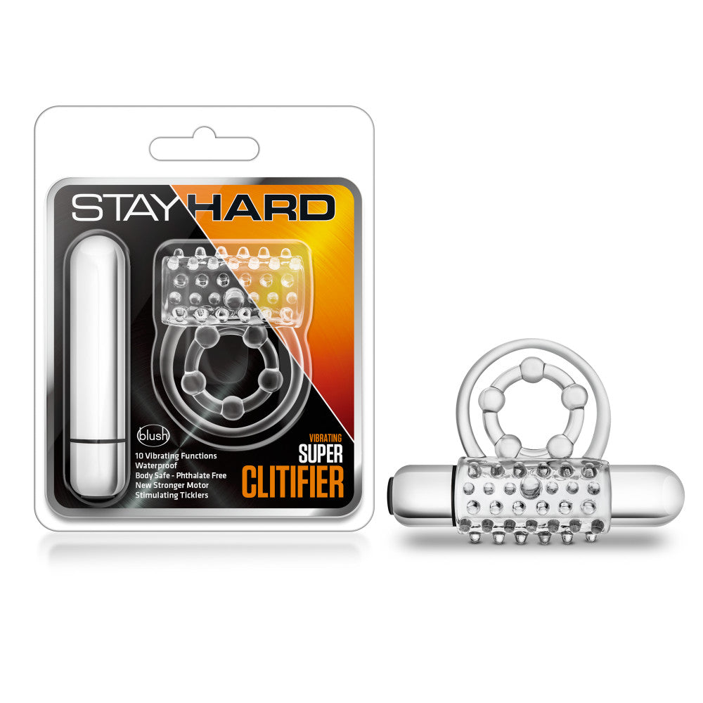 Stay Hard By Blush® | Super Clitifier: 3-In-1 Clear 10-Function Vibrating Penis Ring、mySite、bottomscart