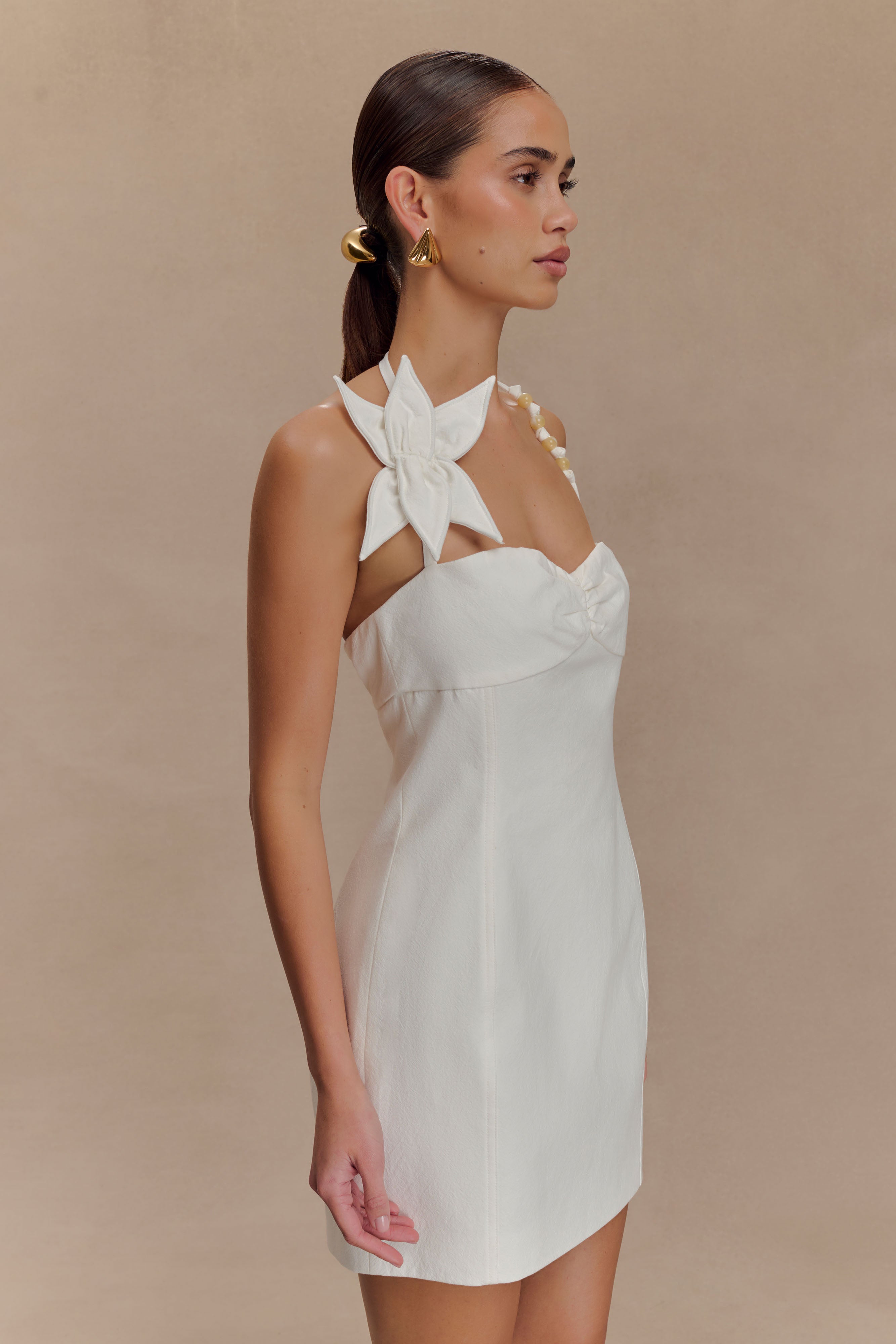 Reyes Cotton Floral Mini Dress - White、mySite、solidvoid