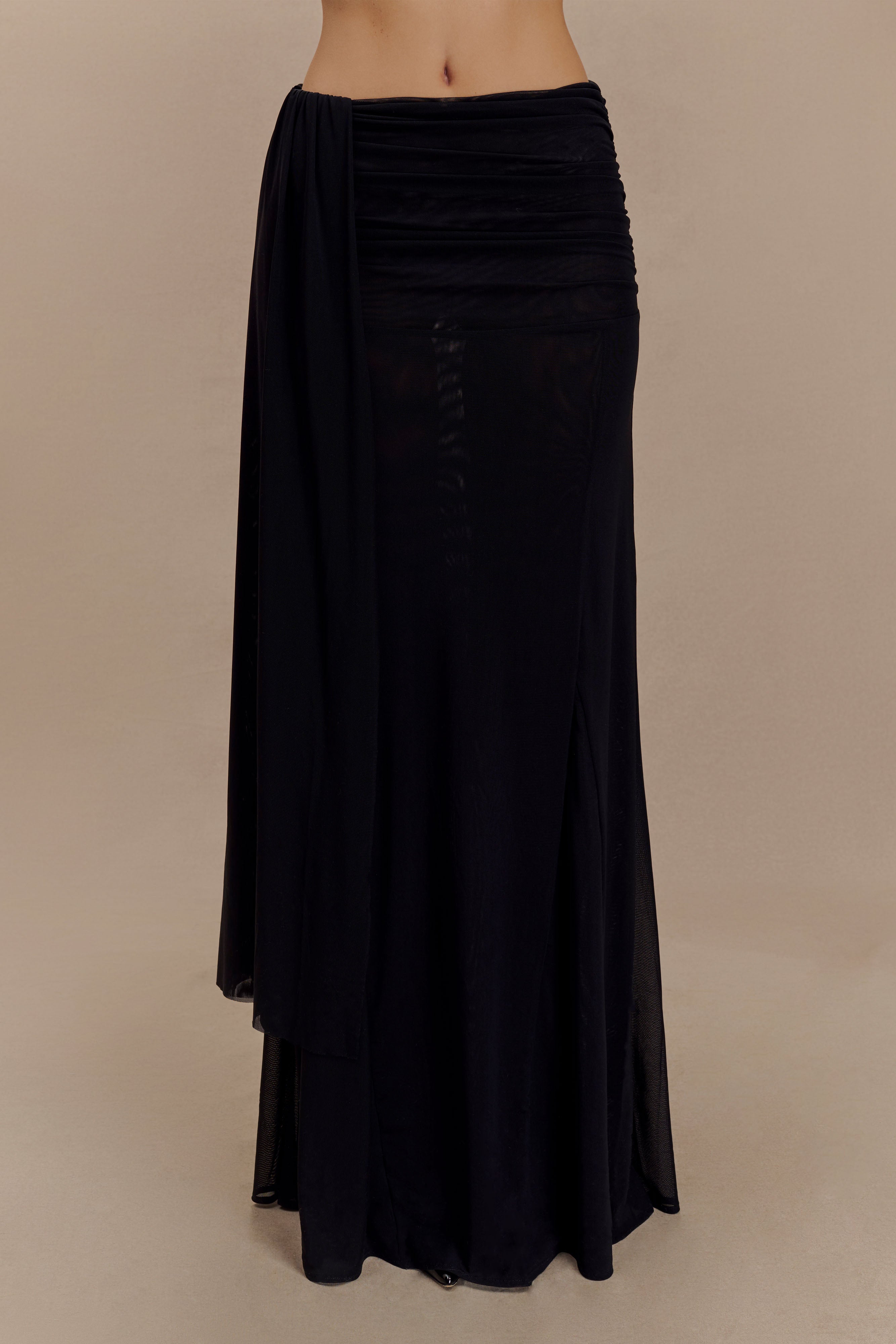 Arna Mesh Maxi Skirt - Black、mySite、solidvoid