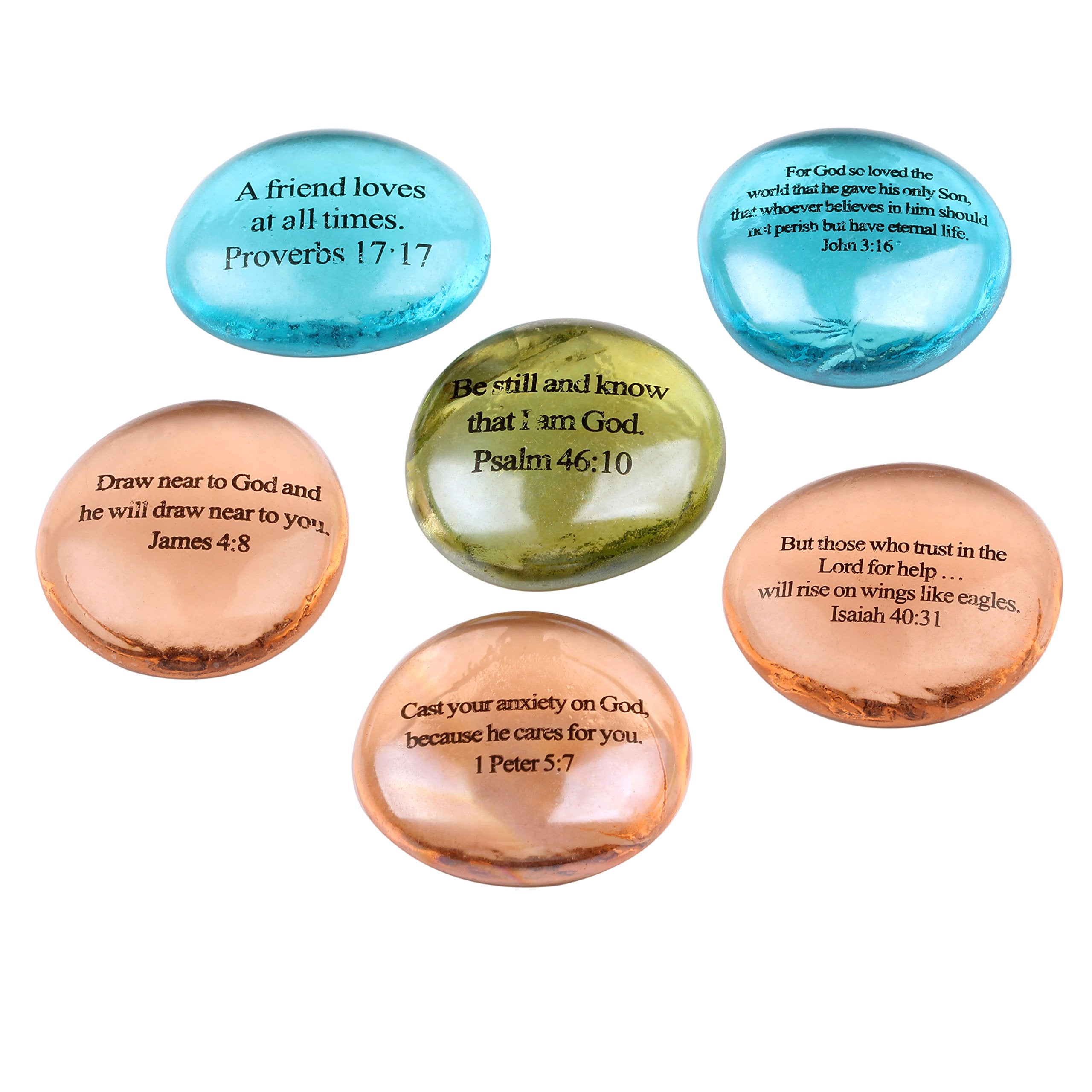 Biblical Scripture Glass Stones Set - Model II - Inspirational Words from The Bible by Holy Land Market、mySite、topwebapps