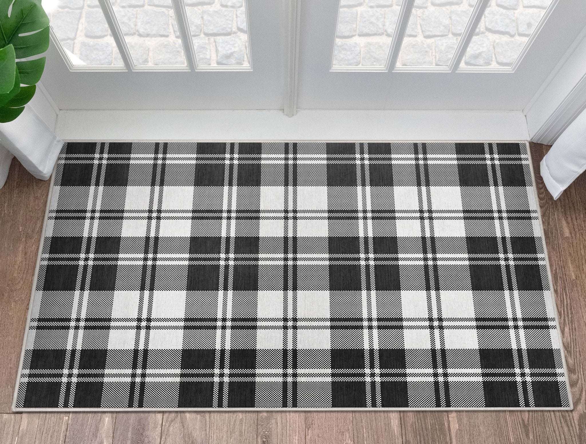 Plaid Modern Geometric Boxes Flat-Weave Rug、mySite、gigharbornorthrealestate