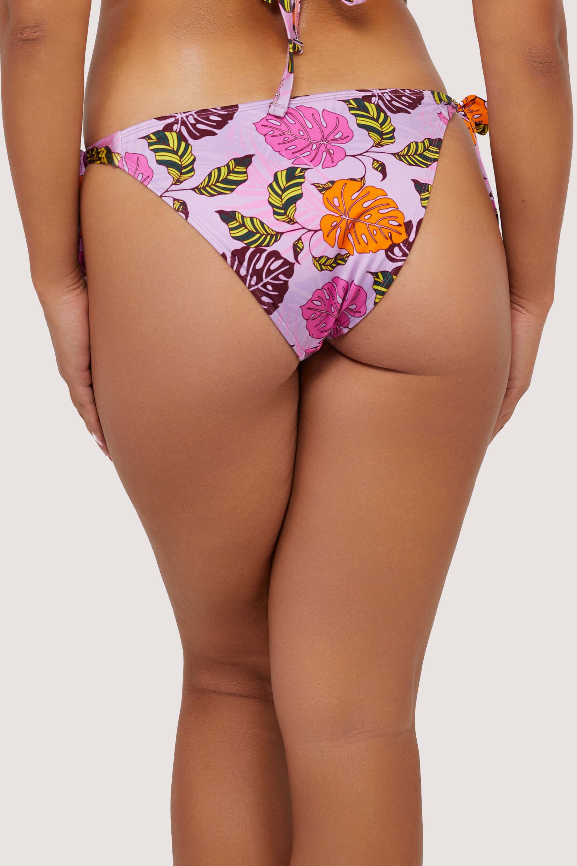 Riley Mix & Match Pink Palm Print Tie Side Bikini Bottom、mySite、bengalsvssteelers