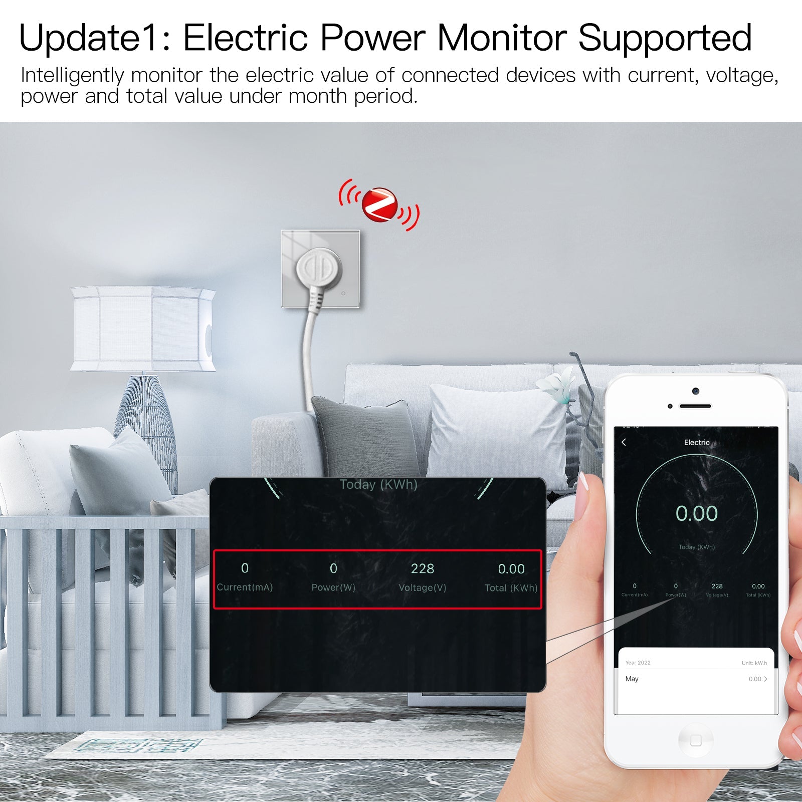 MOES ZigBee Smart Wall Socket Glass Panel Power Monitor Hub Required、mySite、fannypackpong