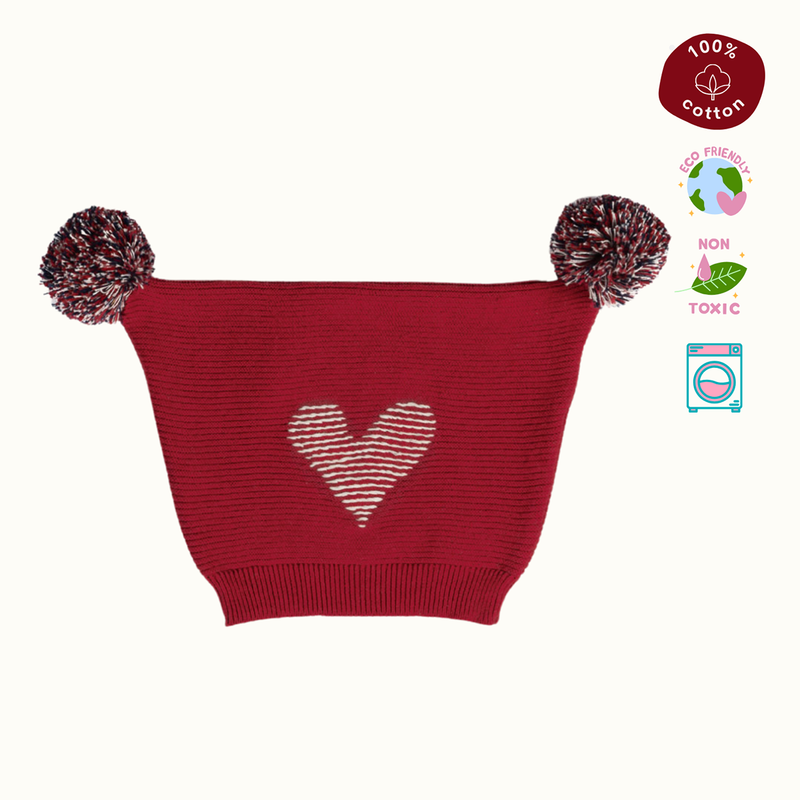 Cotton Jacquard Sweater, Lower & Cap Set | Santa Printed | Cherry Red | Set of 3、mySite、camillekostekn