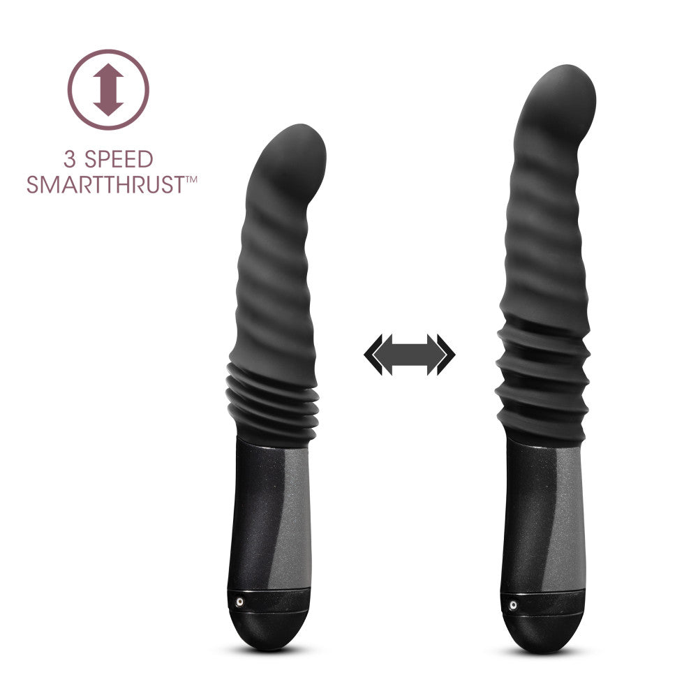 Temptasia By Blush® | Lazarus Curved G-Spot Black 10-Inch Long Rechargeable Thrusting & Vibrating Dildo、mySite、bottomscart
