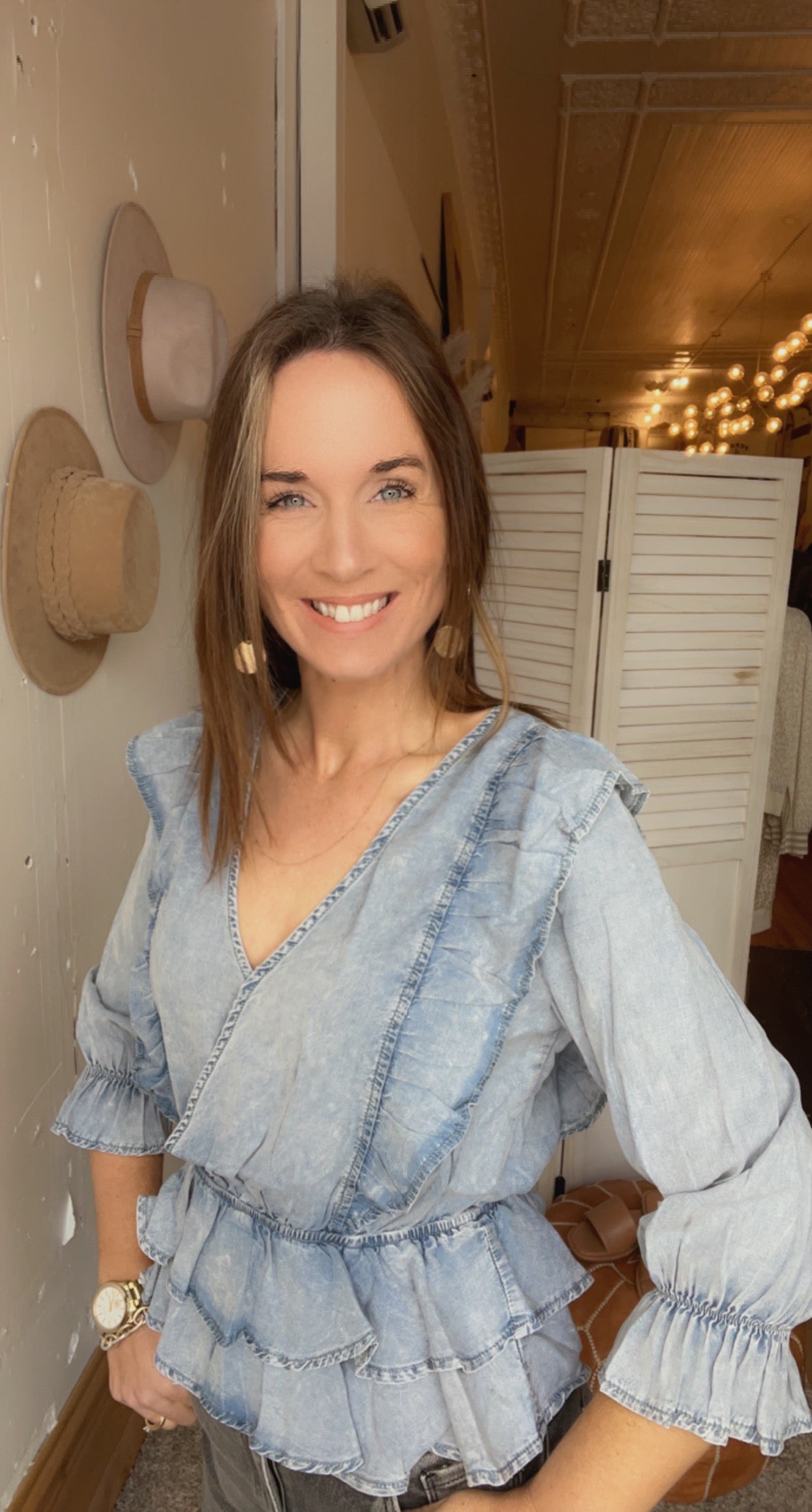 Riley's Ruffle Denim Top、mySite、garagedoors4me