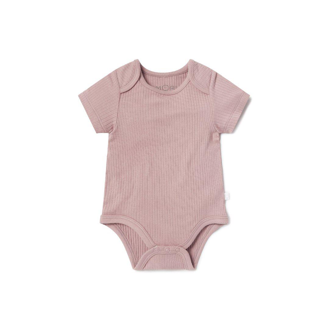  MORI Ribbed Short Sleeve Bodysuit - Rose、mySite、merchandisen