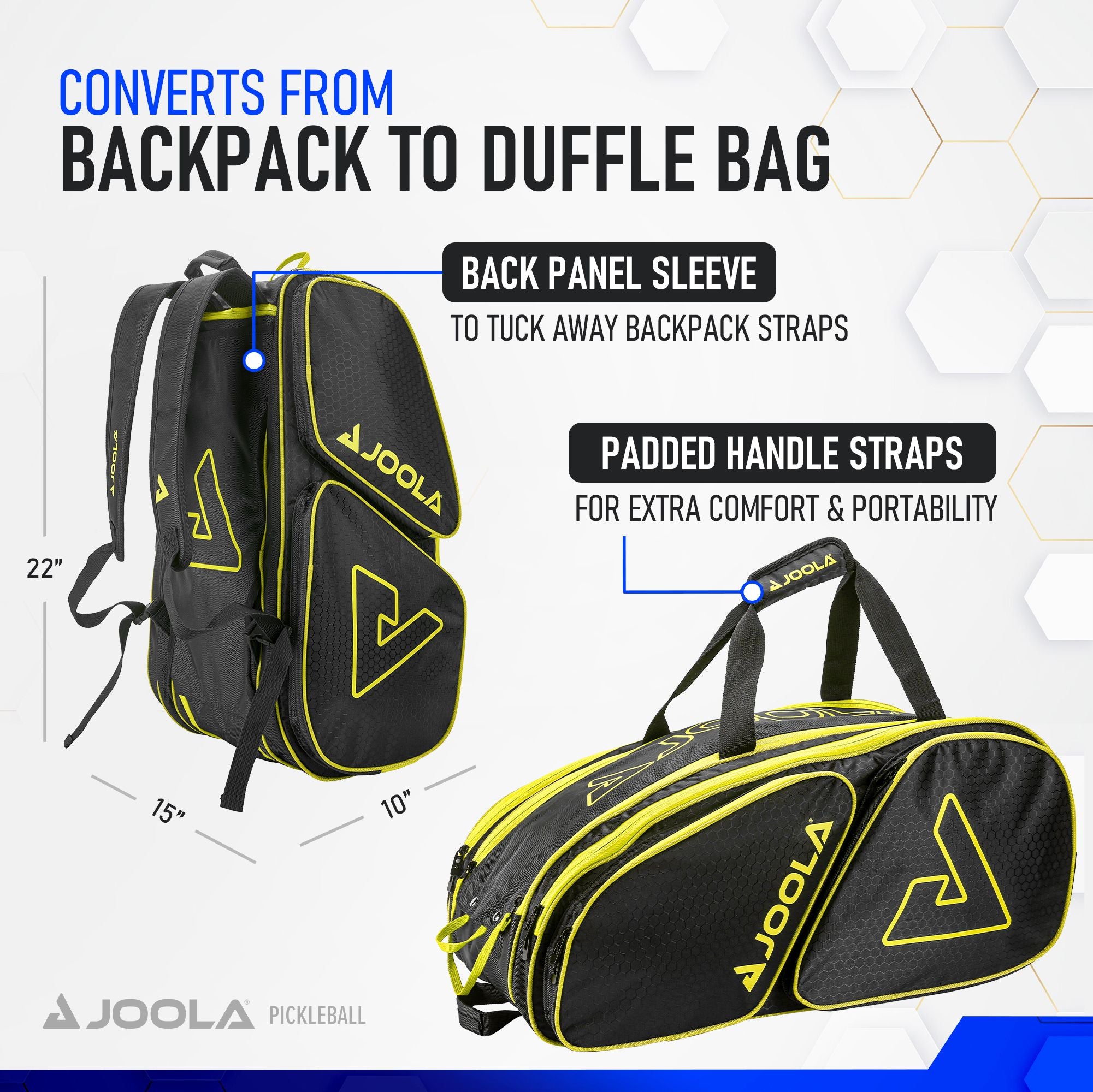 JOOLA Tour Elite Pickleball Bag (Black/Yellow)
