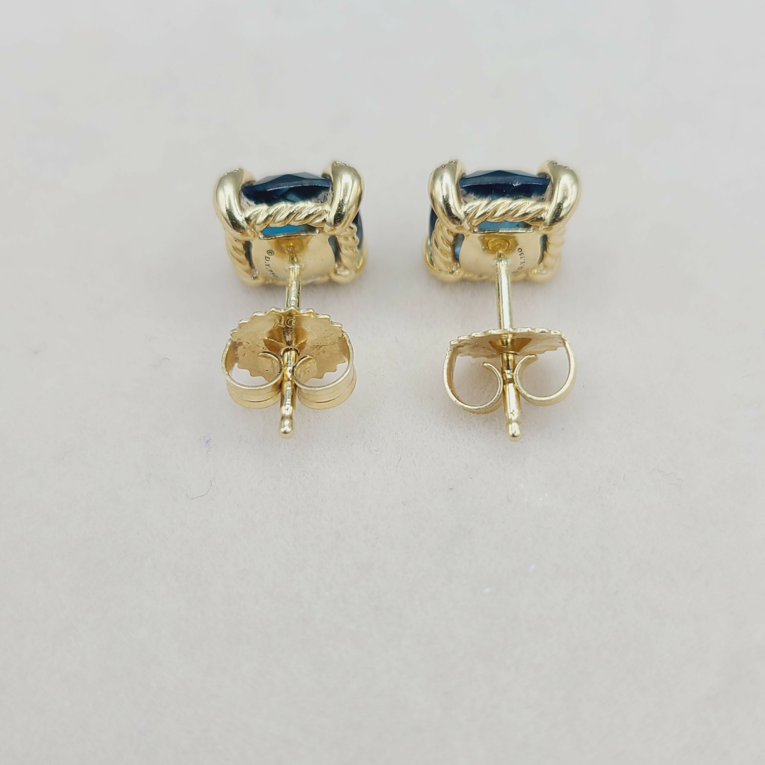 David Yurman Chatelaine Earrings Blue Topaz & Gold、mySite、hinf8tx79
