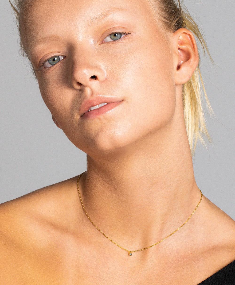  Rosa Necklace Blue 18ct Gold Plated