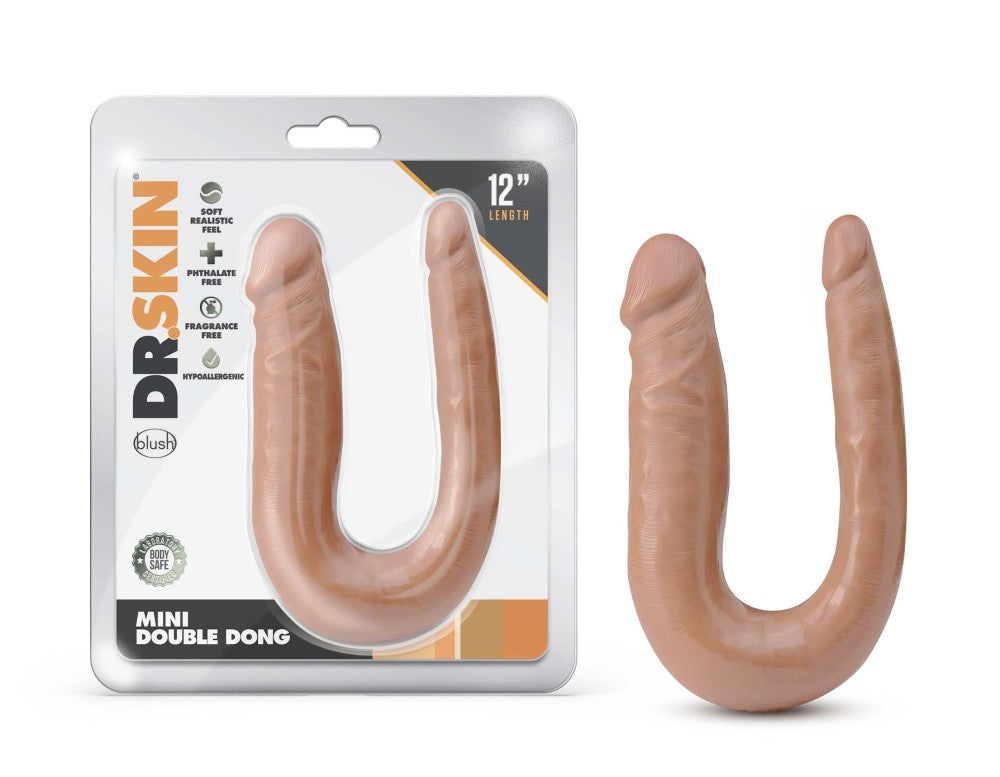 Dr. Skin By Blush® | Mini Double Dong Mocha 12.5-Inch Long Double Dildo、mySite、bottomscart