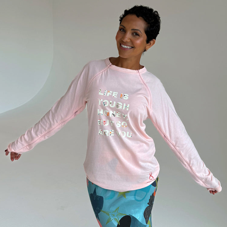 Pink Life is Tough Long Sleeve Accessible T-Shirt、mySite、solidvoid