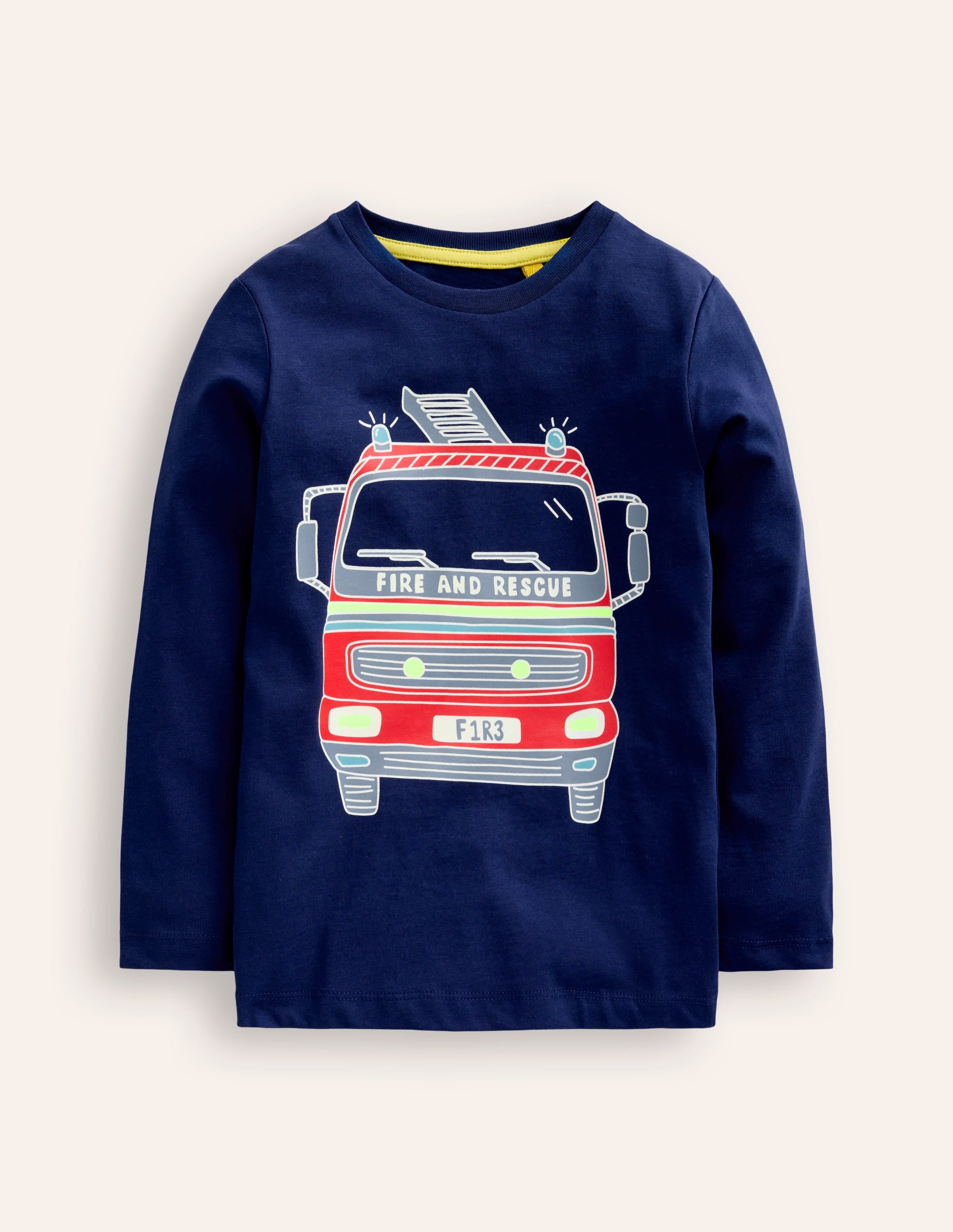  Glow-In-The-Dark T-Shirt-College Navy Fire Engine、mySite、ashleygrahame