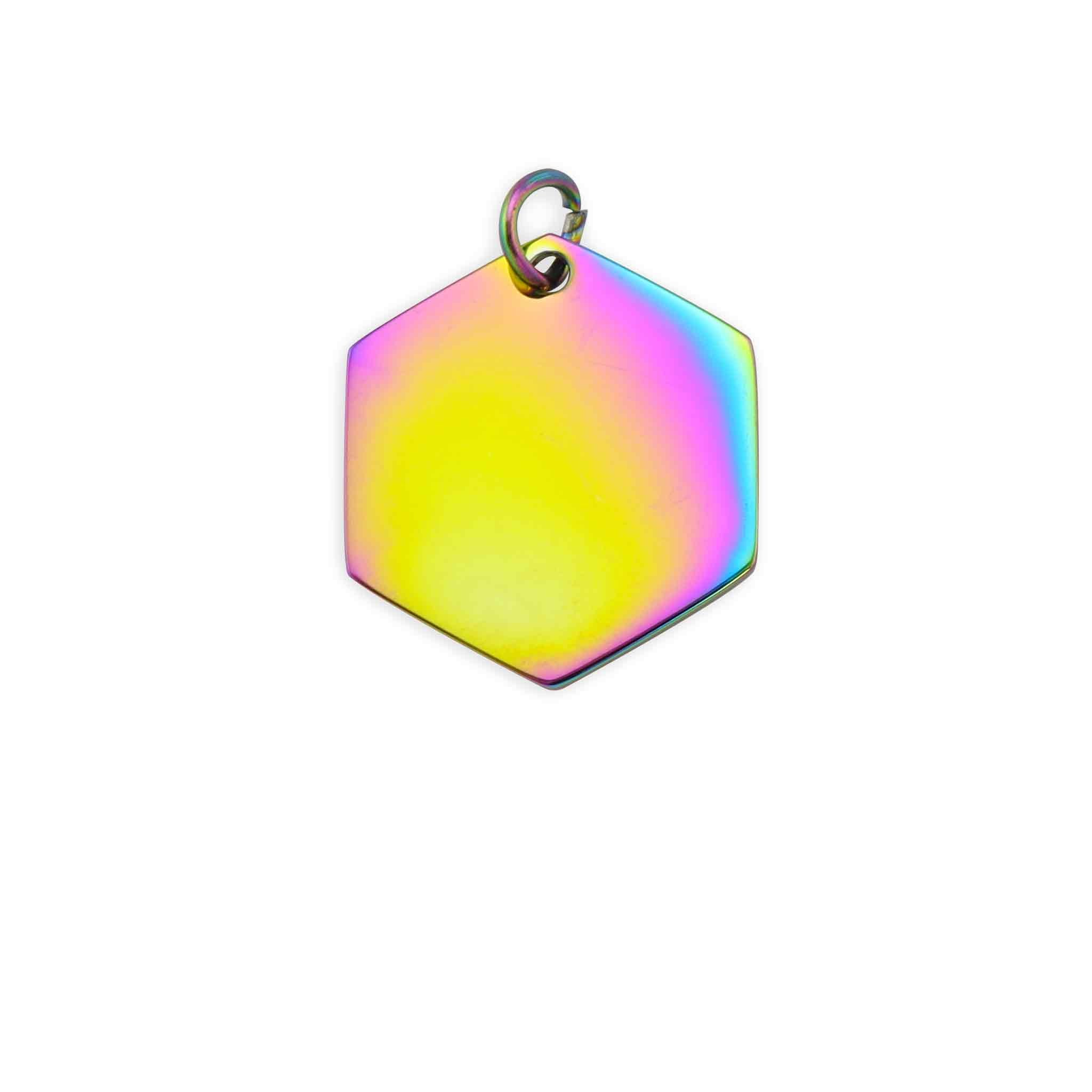 Rainbow Stainless Steel Blank Hexagon Pendant / SBB0236、mySite、dreamappss