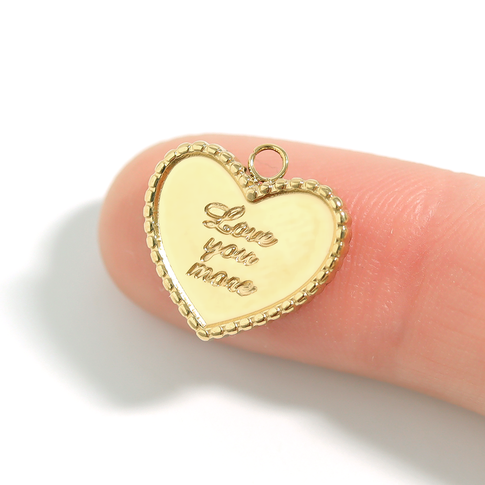 18K Gold PVD Stainless Steel Love You More Heart Charm / PDL0055、mySite、dreamappss