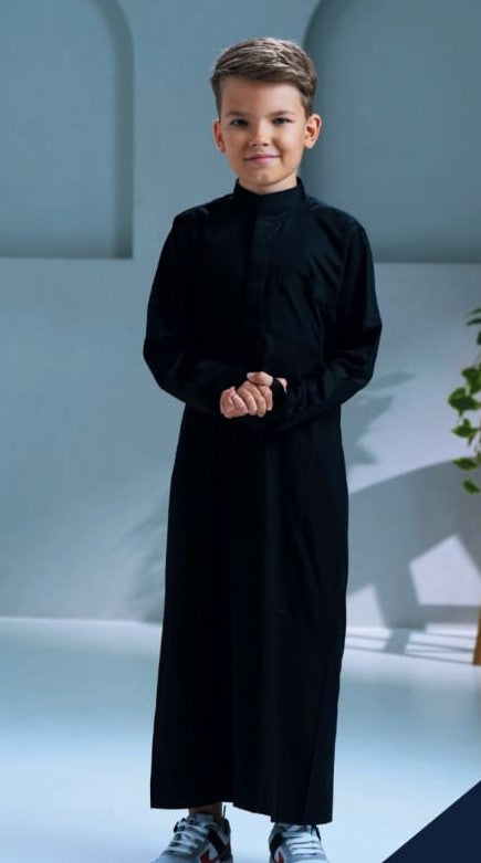 Kurvig Saudi Black Thobe for Kids、mySite、topwebapps