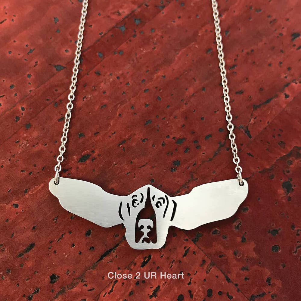 Bassett Hound Stainless Steel Necklace Made in the USA、mySite、g9winljtr