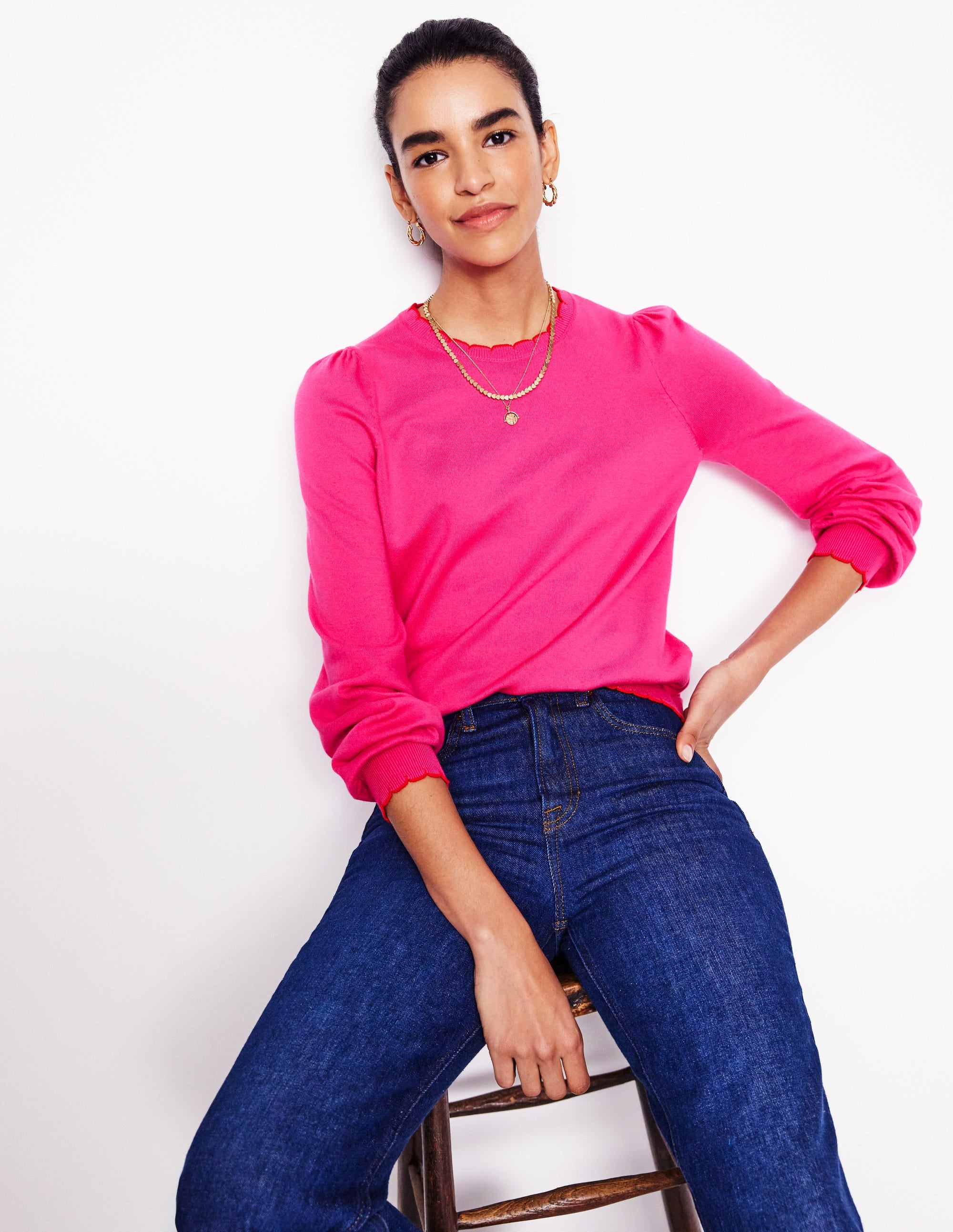  Pru Scallop Trim Sweater-Pink Peony、mySite、ashleygrahame