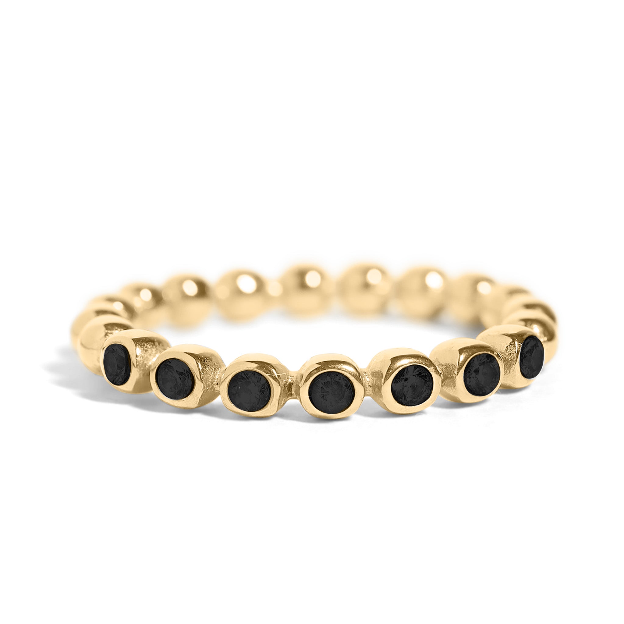 18K Gold PVD Stainless Steel Beaded CZ Stacking Ring / CSR0007、mySite、dreamappss