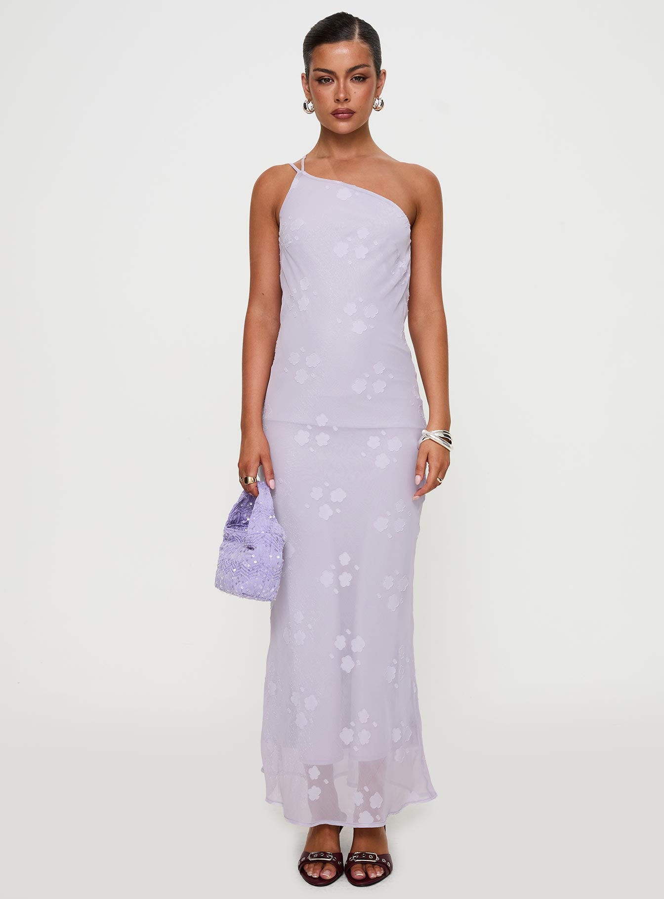 Jazmira One Shoulder Maxi Dress Lilac、mySite、solidvoid