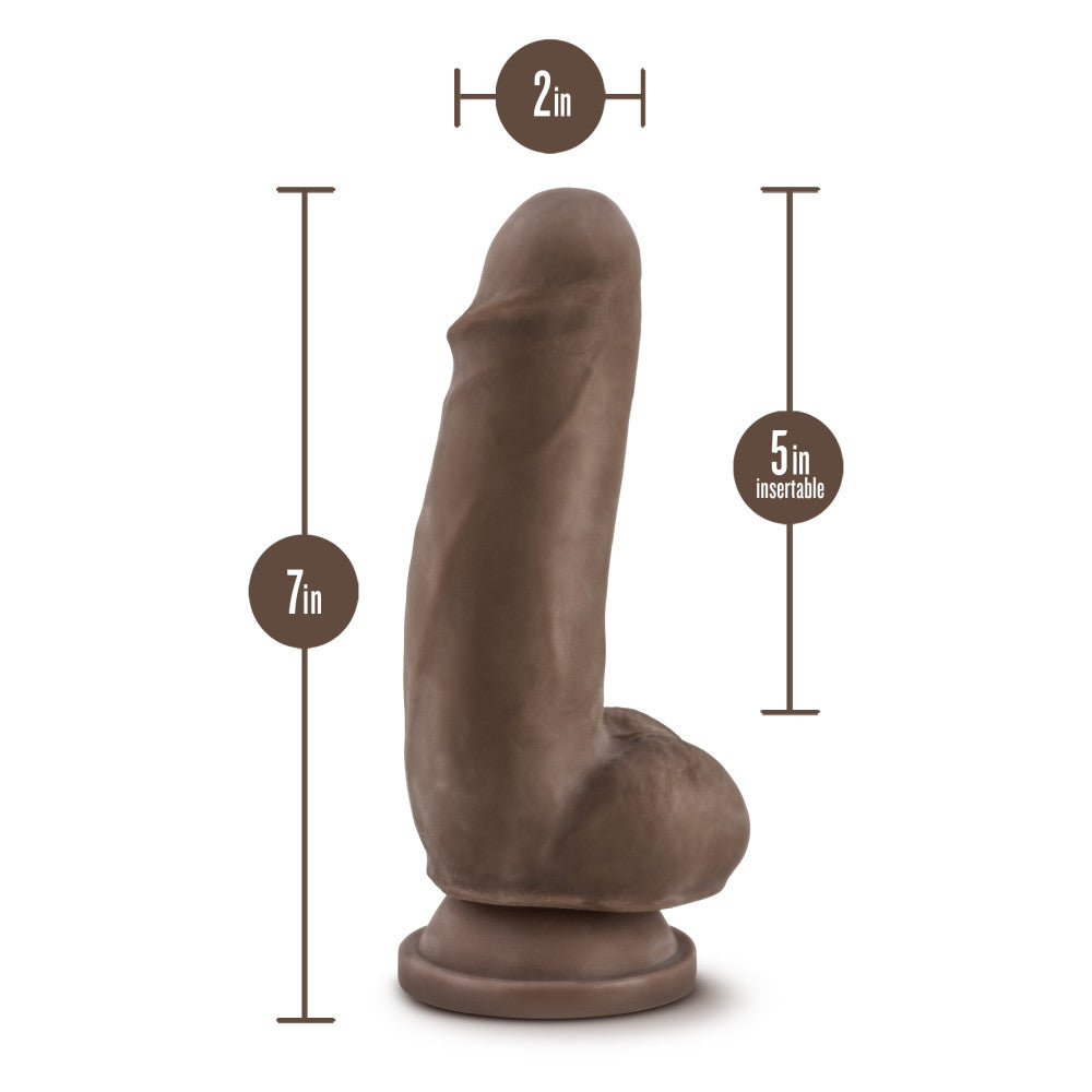 Dr. Skin Plus By Blush® | Realistic Chocolate 7-Inch Long Soft Yet Erect & Posable Dildo With Balls & Suction Cup Base、mySite、bottomscart