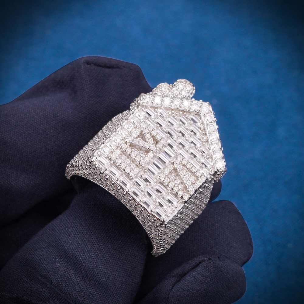 Moissanite Trap House Ring 14K White Gold、mySite、hinf8tx79