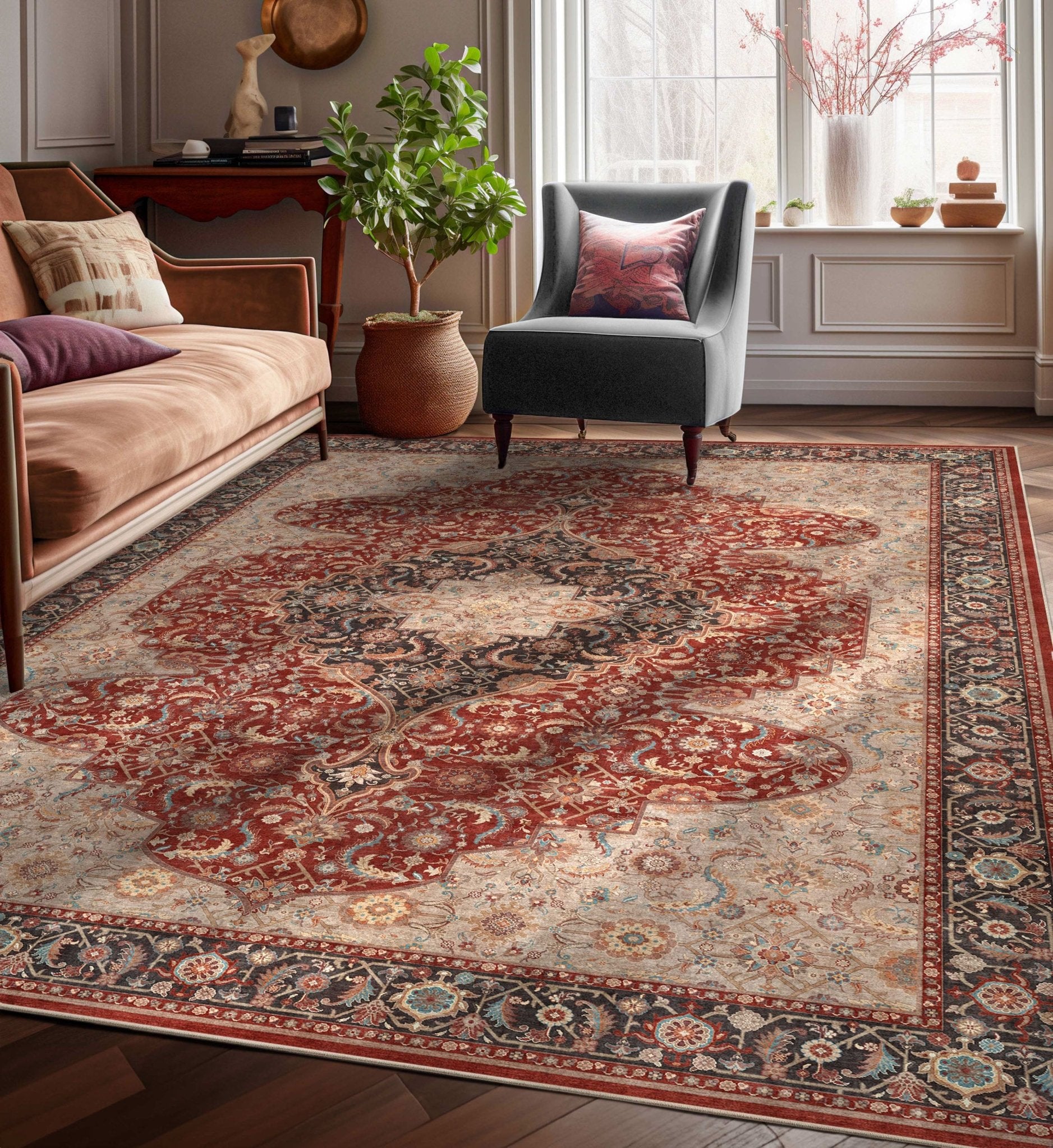 Zurich Floral Medallion Pattern Rug - Easy to Clean、mySite、gigharbornorthrealestate