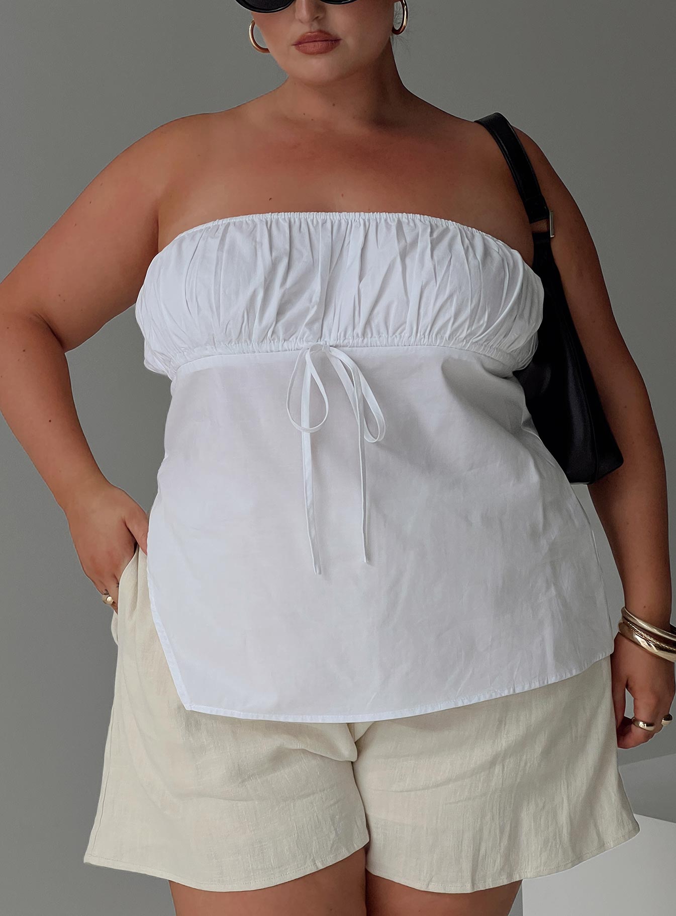Kiji Strapless Top White Curve、mySite、solidvoid