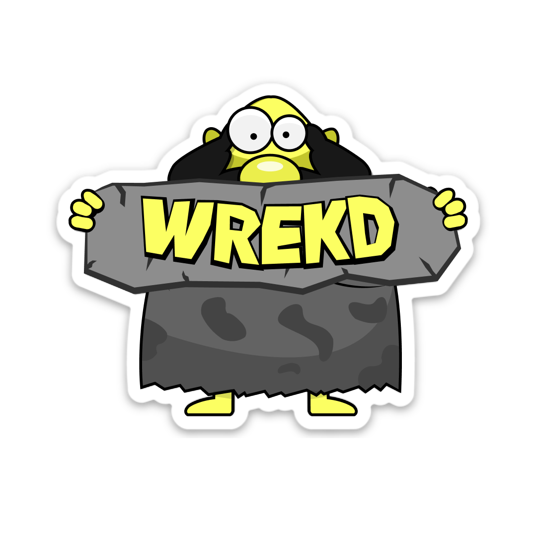  Caveman Holding WREKD Slate Sticker、mySite、merchandisen