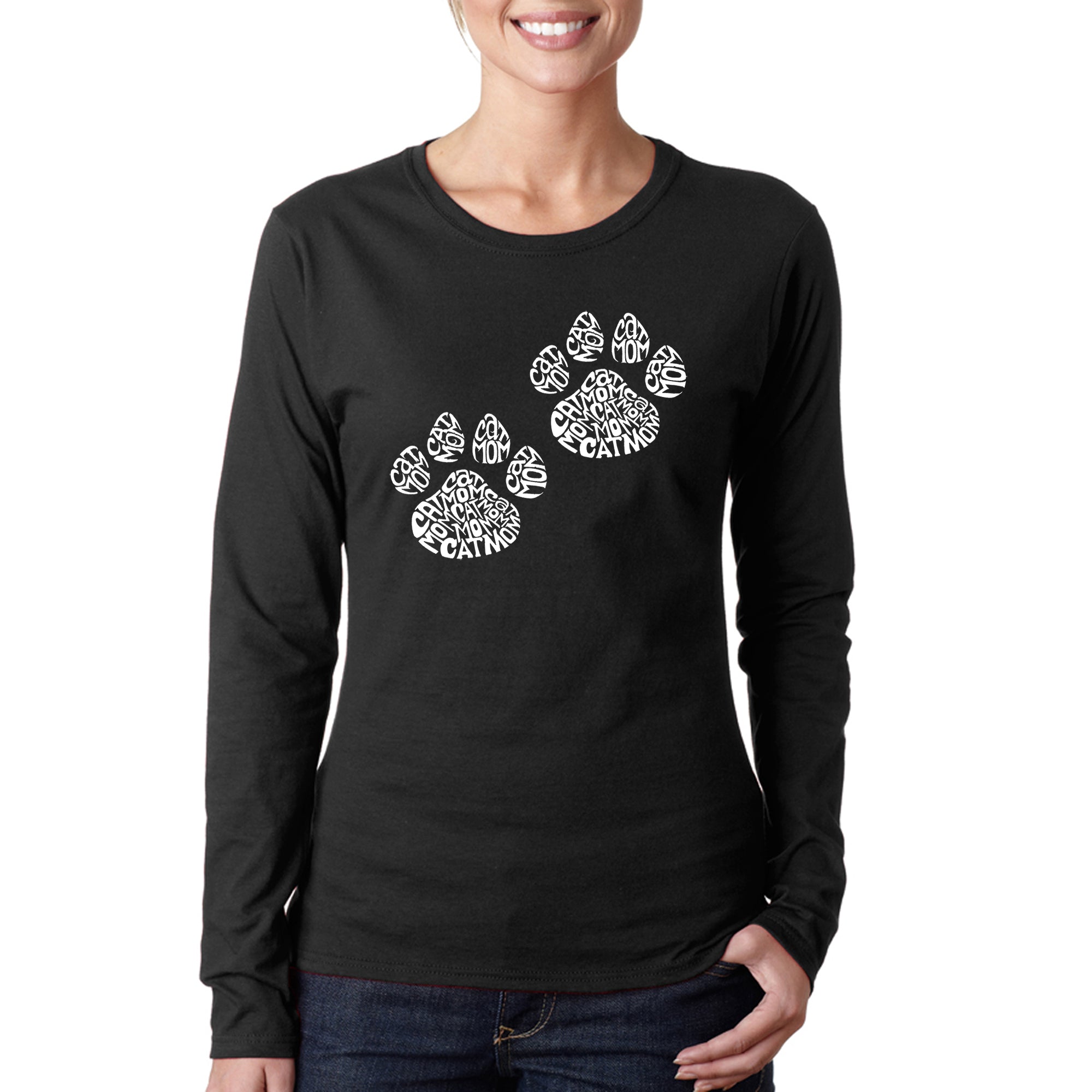 Cat Mom - Women's Word Art Long Sleeve T-Shirt、mySite、camillekostekn