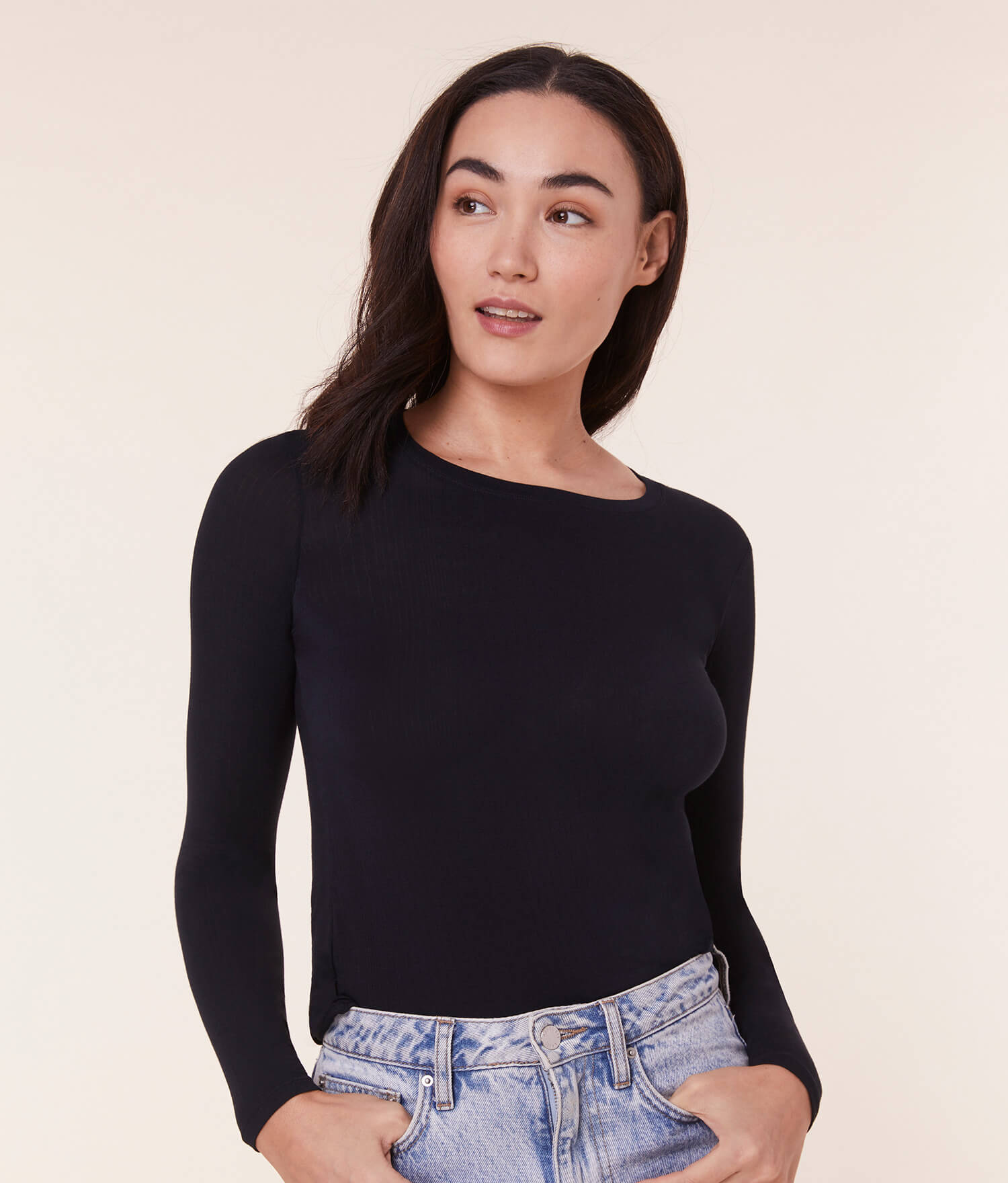  The Base Long Sleeve Top - Cloud - Black、mySite、ashleygrahame