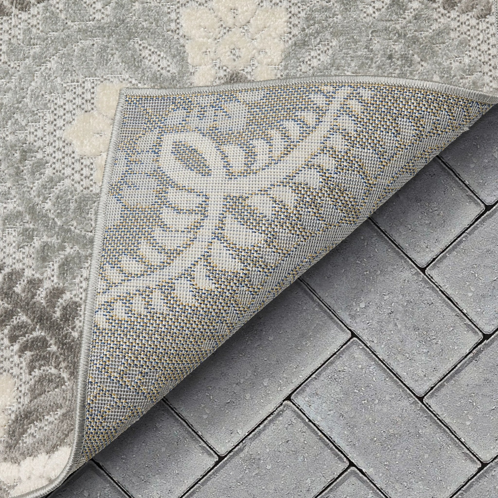 Loewy Modern Geometric Indoor/Outdoor Grey High-Low Rug、mySite、gigharbornorthrealestate