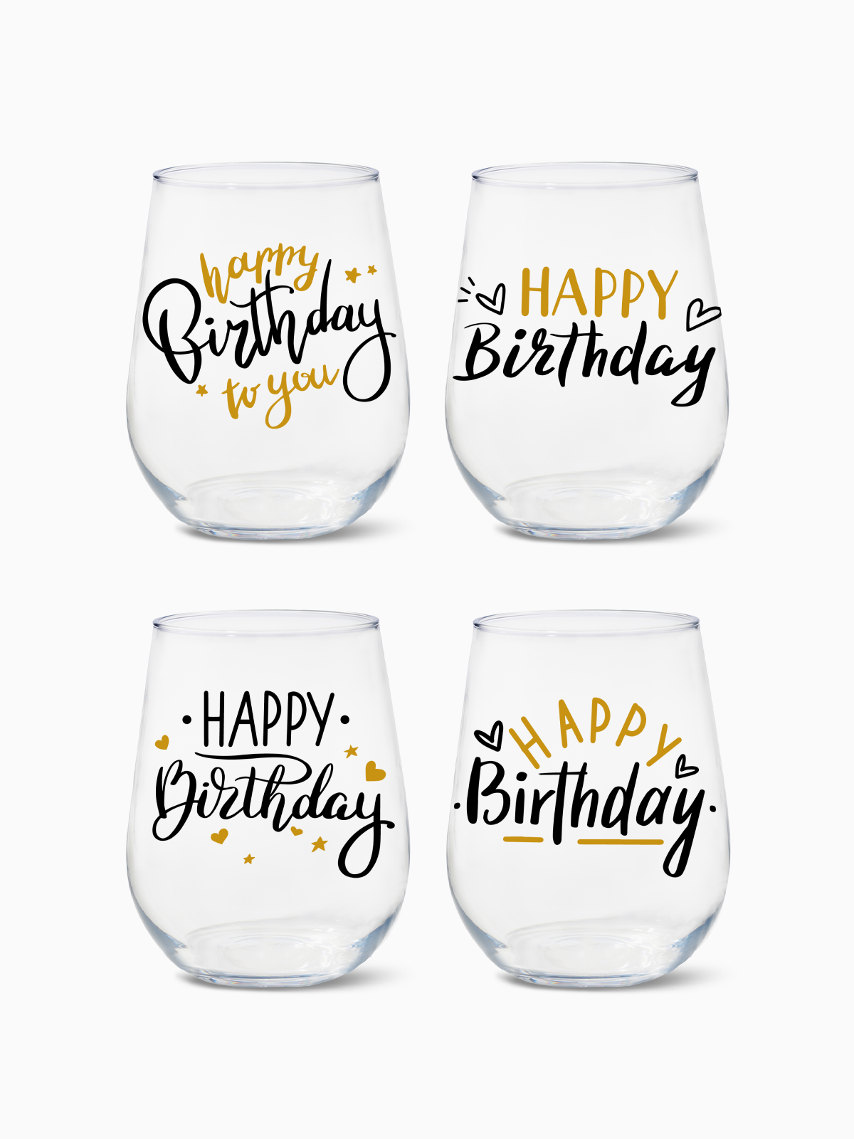Golden Birthday - RESERVE 16oz Stemless Wine Tritan Copolyester Glass、mySite、camillekostekn