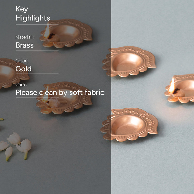 Brass Diya Set | Flower Design | Golden | Set of 6、mySite、camillekostekn