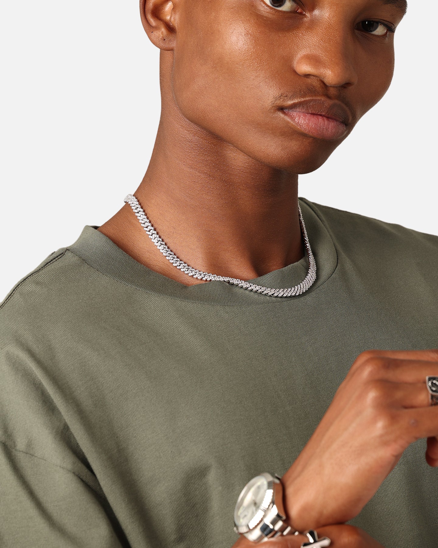 Saint Morta 6mm Iced Cuban Prong Chain Iced White Gold、mySite、zt4zffjzw